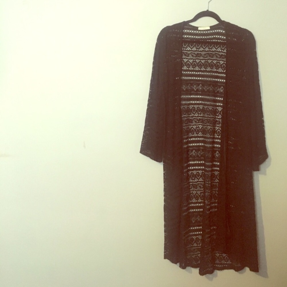 Black Crochet Duster